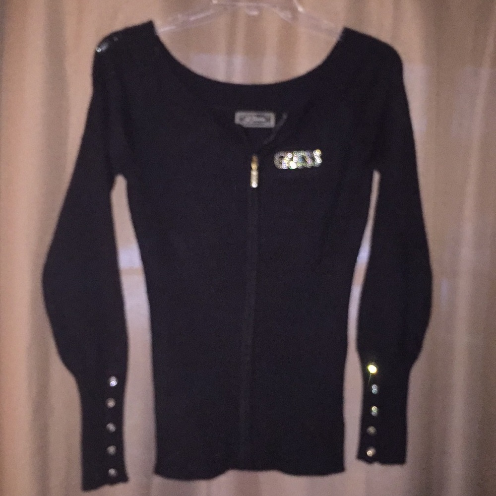Original Guess knitted embellished zip up top